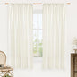 LAMIT Natural Linen Curtains 63 Inch Length for Bedroom, Light Filtering Semi Sheer Living Room Panels Farmhouse Boho Rod Pocket Privacy Drapes for Livingroom, 2 Panels (42 x 63 Inch, Cream)