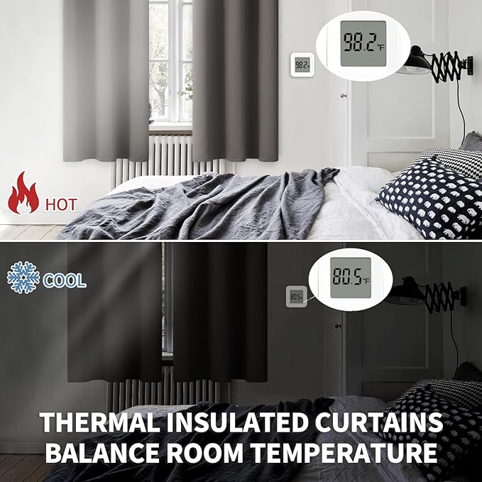 BGment Blackout Curtains for Bedroom - Grommet Thermal Insulated Room Darkening Curtains for Living Room, Set of 2 Panels, Each 55 x 69 Inch, Grey