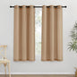 NICETOWN Thick Linen Blend Curtains Flax Textured for Bedroom, Rustic Grommet Semi Sheer Privacy Added Window Curtains & Drapes Light Filtering for Nursery, Camel, W42 x L63, Set of 2