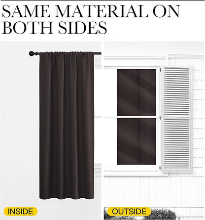 NICETOWN Blackout Curtain Panels 63 inches - Triple Weave Microfiber Energy Saving Thermal Insulated Solid Rod Pocket Blackout Curtains for Bedroom (1 Pair, 42 inches by 63 Inch, Toffee Brown)