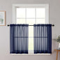 Navy Blue Kitchen Curtains 30 Inch Length Tier 2 PCS, Solid Soft Airy Half Curtains for Windows, Navy Blue Sheer Rod Pocket Drapes for Bathroom Basement Small Window Curtain, 42"Wx30"L Inch