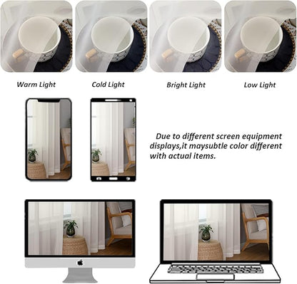 Chyhomenyc Ivory Sheer Curtains 48 Inch Long, Light Filtering Solid Color Bedroom Window Sheer Curtain Panels, Elegant Short Curtains & Drapes for Living Room, 42Wx48L, 2 Panels