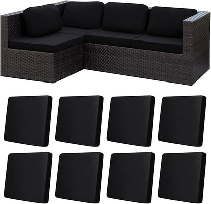 8Pcs Stretch Patio Cushion Covers,Outdoor Couch Covers Replacement,Outdoor Couch & Sofa Slipcovers,for Patio Furniture Cushion Covers,Washable Reusable Furniture Protector (Black, Cover Only)