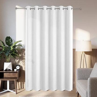 Joydeco Blackout Patio Sliding Door Curtains 84 Inches Long, Grommet Privacy Room Divider Curtains, Extra Wide Thermal Blackout Drapes for Bedroom Living Room (Pure White, 80Wx84L, 1 Panel)