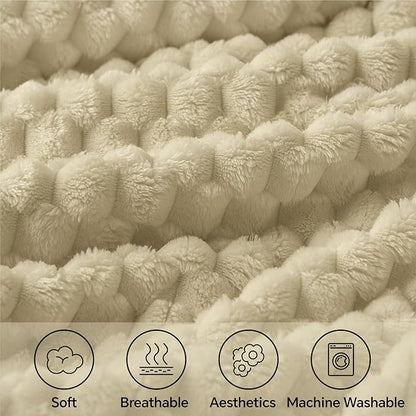 BEDELITE Fleece Throw Blanket for Couch & Bed - 3D Jacquard Decorative Almond Blanket, Super Soft and Cozy Warm Fuzzy Blanket All Seasons Suitable, 50x60Inches