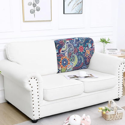 Smiry Printed Couch Cushion Covers, Stretch Soft Couch Covers for Sofa, Washable Non-Slip Sofa Slipcover Furniture Protector for Indoor and Outdoor (Backrest L, Blue Green)