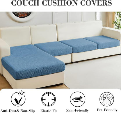 Sofa Covers Couch Covers for Sofa Pet Friendly Couch Cushion Covers Universal Sofa Covers Washable Stretch Slipcovers for Sectional Sofa (Texture Blue, 3 Seats + Chaise Cover)