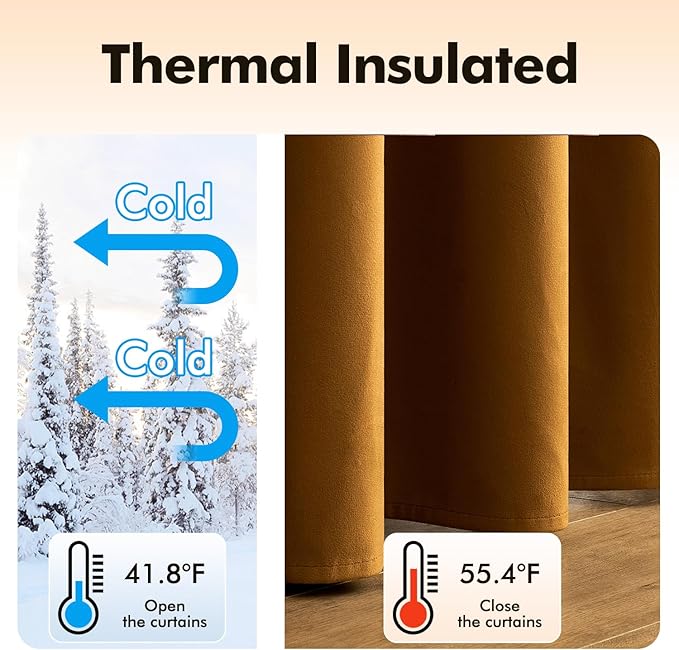 MIULEE Velvet Curtains Golden Brown Elegant Grommet Thermal Insulated Soundproof Room Darkening Curtain/Drapes for Classical Living Room Bedroom Decor 66 x 84 Inch Set of 2