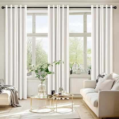 MIULEE Ivory Blackout Curtains for Bedroom Living Room 84 Inches Long 2 Panels, Thermal Insulated Room Darkening Drapes Solid Grommet Noise Reduction Light Blocking Window Treatments 40x84 inch