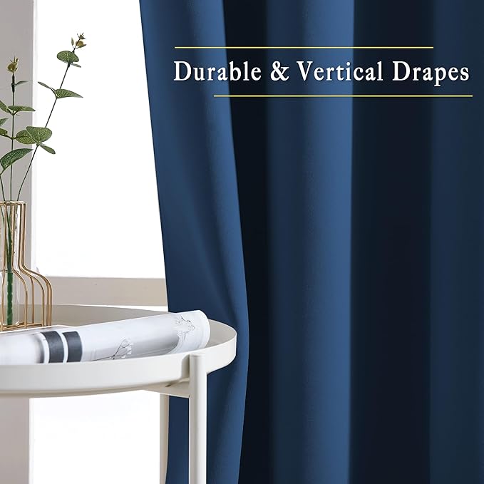 NICETOWN Room Darkening Curtains 84 inch Length 2 Panels, Thermal Insulated Grommet Blackout Curtains for Modern Casual Elegant Bedroom Kids Room Theme Decoration (Moroccan Blue, 2 Pieces, W52)