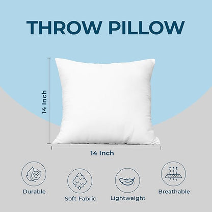 Utopia Bedding Throw Pillows (Set of 4, White) – 14 x 14 Inches Down Alternative Pillows for Bed, Sofa, and Couch - Fluffy Decorative Stuffer Pillow for Indoors & Outdoors