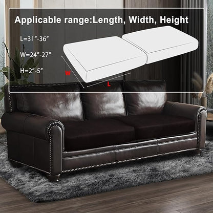 Leather Look Couch Cushion Covers Sofa Seat Slipcovers Sets Couches Furniture Protector for Sectional Armchair Loveseat Pets Kids Stretch Spandex Fabric (2 Cushion Sofa, Chocolate)