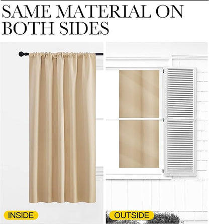 NICETOWN Blackout Room Darkening Curtains - Home Decoration Light & Noise Reducing Thermal Insulated Window Draperies with Rod Pocket Top (Biscotti Beige, Set of 2, 42 inches Wide x 54 inches Long)