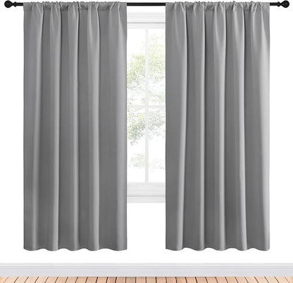 NICETOWN Blackout Curtain Panels for Bedroom - Thermal Insulated Rod Pocket Blackout Drapes/Draperies for Play Kids Room (2 Panels, W52 x L72 inches, Silver Grey)