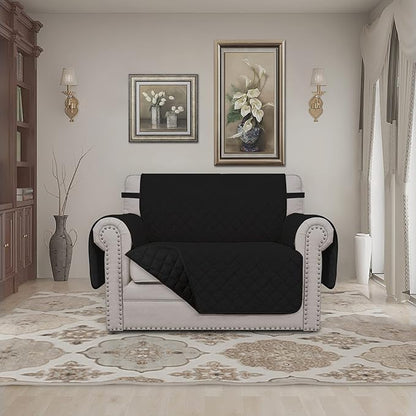 Easy-Going Oversized Chair Sofa Slipcover Reversible Sofa Cover Water Resistant Couch Cover Furniture Protector Cover with Elastic Straps for Pets Dog (Oversized Chair, Black/Black)