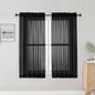 OWENIE Sheer Curtains, Black Sheer Curtains 50 Inch Length 2 Panels Set, Rod Pocket Voile Fimly Sheer Drapes for Living Room Bedroom, 2pcs, Black, Each 42" W x 50" L