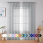 Simplebrand Light Grey Sheer Curtains 90 Inches Long 2 Panels, Light Filtering Rod Pocket Solid Color Window Sheer Curtain Panels, Elegant Curtains & Drapes for Living Room, Bedroom, 42" W x 90" L