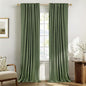 100% Blackout Shield Linen Blackout Curtains for Bedroom 102 Inches Long, Back Tab/Rod Pocket Living Room Drapes, Thermal Insulated Blackout Curtains 2 Panels Set, 50" W x 102" L, Olive Green