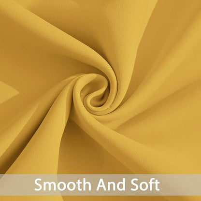 Yakamok Blackout Curtains Room Darkening Thermal Insulated Grommet top Window Curtains for Living Room, 52 x 63 Inch, Mustard Yellow, Set of 2