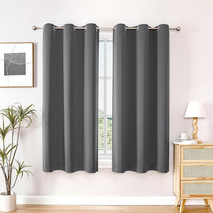ChrisDowa Blackout Curtains 54 inches Long for Bedroom - 2 Panels Set Grommet Thermal Insulated Room Darkening Curtains for Living Room (Grey, 38 x 54 Inch)
