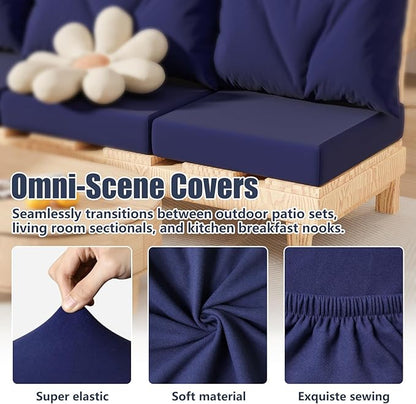 8Pcs Stretch Patio Cushion Covers, Outdoor Couch & Sofa Replacement Slipcovers for Patio Furniture Cushion Covers, Washable Reusable Furniture Protector