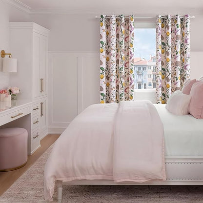 Topfinel Extra Long 108 Inches Curtains for Large Window Funky Baby Pink Tall Light Blocking Floral Hummingbird Fancy Coquette Preppy Curtains Grommet Microfiber High Ceiling Curtains 2 Panels 9FT