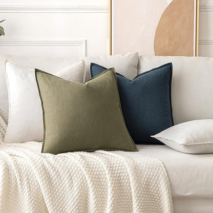 MIULEE Decorative Linen Lumbar Pillow Covers 12x20 Inch Cream White Boho Farmhouse Neutral Couch Throw Pillows for Bed Pack of 2 Accent Modern Pillowcase Sofa Livingroom Home Decor