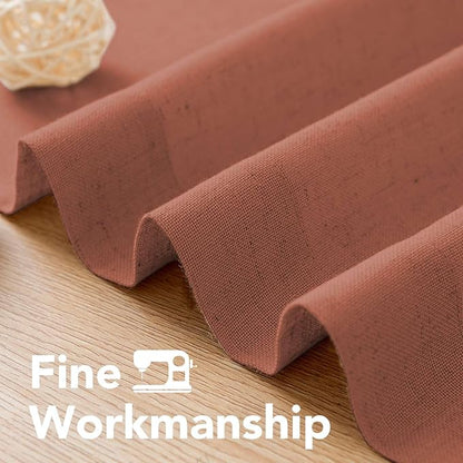 H.VERSAILTEX Living Room Linen Curtains - Semi Sheer, Nickel Grommet, Energy Saving, Light Filtering Window Treatments - Panels for Bedroom, Rust, 2 Panels, 52 x 96 Inch