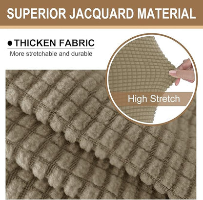 U-NICE HOME Stretch Futon Cover Armless Bed Slipcover - Soft Jacquard Fabric Washable for Pet Friendly, Sand