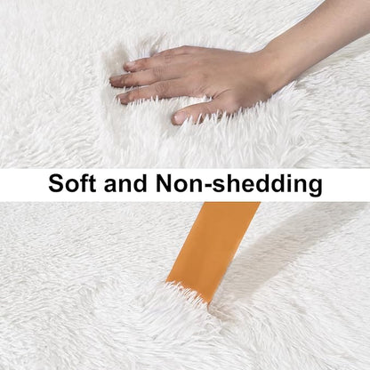 Ultra Soft Runner Rugs for Bedroom Hallways with Upgraded Non-Slip Rubber Backing & Thick Memory Sponge, 2x8 Feet Fluffy Shag Throw Area Rug for Bedside Dorm Cream