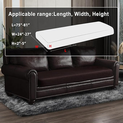 Leather Look Couch Cushion Covers Sofa Seat Slipcovers Sets Couches Furniture Protector for Sectional Armchair Loveseat Pets Kids Stretch Spandex Fabric (1 Cushion XL Sofa, Chocolate)