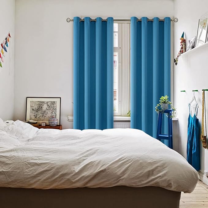 BGment Blackout Curtains - Grommet Thermal Insulated Room Darkening Bedroom and Living Room Curtains, Set of 2 Panels (52 x 95 Inch, Steel Blue)