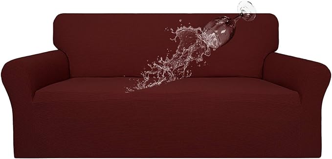 Easy-Going 100% Waterproof Couch Cover, Dual Waterproof Sofa Cover, Stretch Jacquard Sofa Slipcover, Leakproof Furniture Protector for Kids, Pets, Dog and Cat (Sofa, Wine)