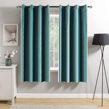 MIULEE 2 Panels Blackout Velvet Curtains Solid Soft Grommet Teal Curtains Thermal Insulated Soundproof Room Darkening Curtains/Drapes/Panels for Living Room Bedroom 52 x 63 Inch