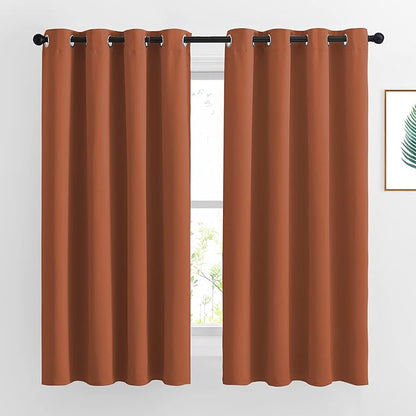 NICETOWN Room Darkening Curtains for Bedroom - Grommet Top Thermal Insulated Light Reducing Energy Saving Privacy Drapes for Nursery, Burnt Orange, 1 Pair, W52 x L63