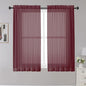 OWENIE Sheer Curtains, 45" Long Light Filtering Tiers for Kitchen, Bedroom, 2 Panels, Cafe Curtains for Small Window, 42" W x 45" L, Burgundy