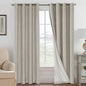 H.VERSAILTEX Linen Curtains 100% Blackout Curtains for Bedroom 90 inch Long Full Light Blocking Nature Linen Blended Window Curtains for Living Room Nickel Grommet (2 Panels, Stone)