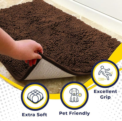 Muddy Mat® | Super Absorbent Door Mat Indoor, Microfiber Quick Dry Chenille Entryway Rug, Non-Slip Front Door Mat, Indoor Mats for Entryway, Machine Washable Pet Rug, Brown XXL 60"X48"