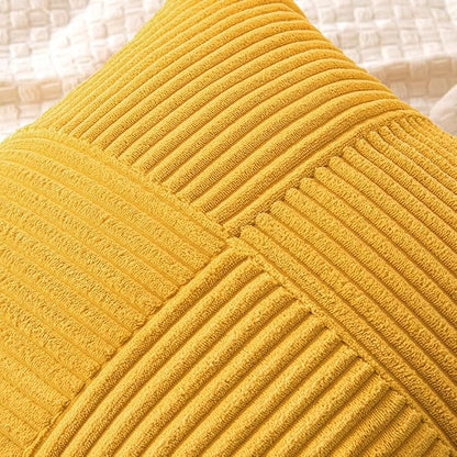 MIULEE Mustard Yellow Decorative Throw Pillow Covers 16x16 Inch for Couch Bed Sofa Pack of 2 Boho Farmhouse Throw Pillows Soft Cross Corduroy Patchwork Textured Cushion Cases