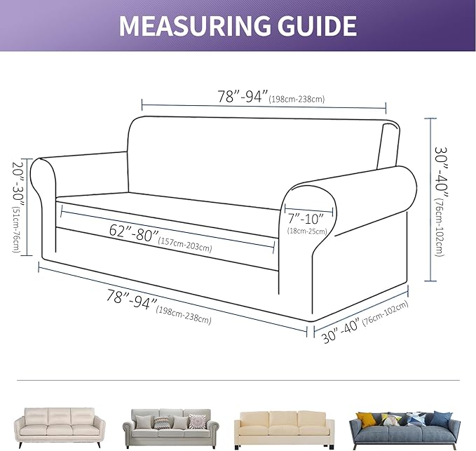 Joccun Stretch Couch Cover Slipcovers, 1-Piece Sofa Covers for 3 Cushion Couch Spandex Jacquard Washable Furniture Protector Cover for Living Room,Kids,Pets(Sofa,Champagne)