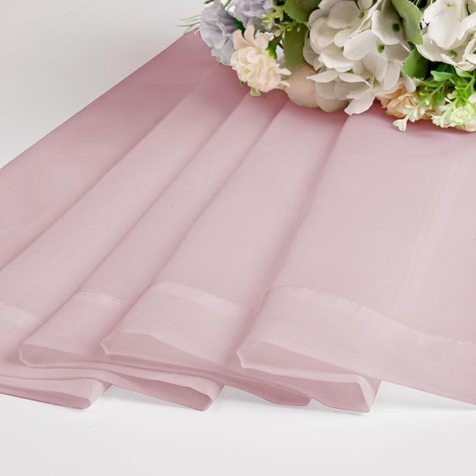 Chyhomenyc Sheer Curtains 54 Inch Long 2 Panels, Short Voile Drapes for Dinning Small Windows Bathroom Living Room Bedroom, Rod Pocket, 42Wx54L Inches, 2PCS, Blush Pink