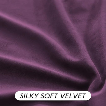 RYB HOME Purple Velvet Curtains 84 inches, Back Tab Soft Fabric Room Darkening Thermal Insulated Luxurious Home Decor Curtains for Living Room Bedroom, W 52" x L 84", 2 Panels Set