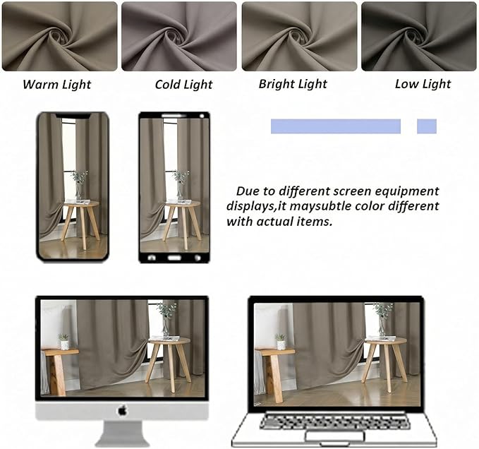 Simplebrand Blackout Extra 10ft Curtains for Patio 120 Inches Long 2 Panels Set, Solid Thermal Insulated Energy Saving Rod Pocket Window Treatment Curtains Blackout Drapes, 50" Wx120 L, Latte