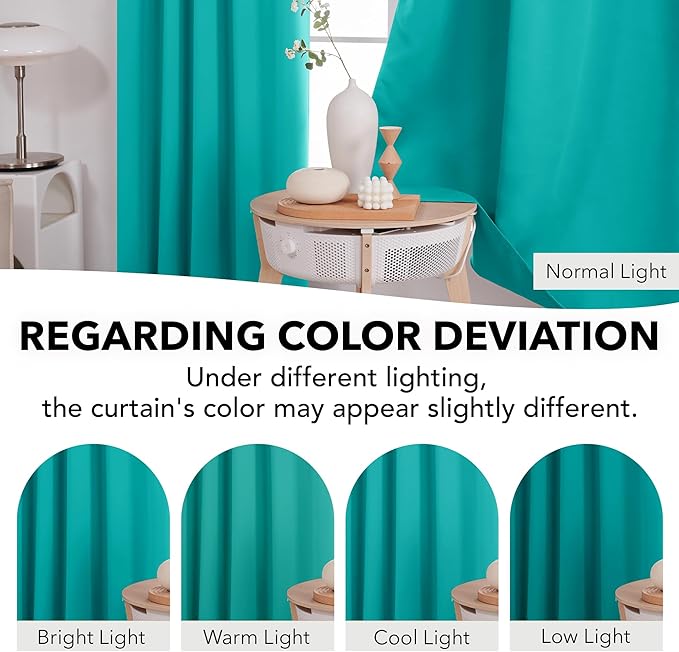 Deconovo Blackout Curtains, Thermal Insulated, W42 x L84 2 Panels, Back Tab, Machine Washable, Room-Darkening Drapes for Bedroom/Living Room Turquoise