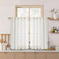 Nanspring 45 Inch Beige White Curtains Linen for Kitchen Short Window Semi Sheer Curtain Neutral Back Tab Rod Pocket Drapes Small Window for Cafe Bathroom 40 X 45,2 Panels