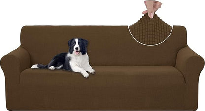 U-NICE HOME Stretch Couch Cover Sofa Cover Washable Sofa Slipcover Furniture Protector for 3 Cushion Couch Sofa Pet Friendly(Sofa, Brown)