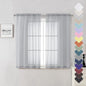 Lecloud Light Grey Sheer Curtains 54 Inch Length 2 Panels, Airy & Breathable Solid Voile Silver Gray Curtain with Dual Rod Pockets, Kitchen/Bedroom/Living Room Window Short Drapes, 40x54 Inch
