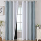 Estelar Textiler Stone Blue and Greyish White Blackout Curtains 96 Inches Long,Full Room Darkening Grommet Curtains for Bedroom,Thermal Insulated Ombre Blackout Drapes for Living Room,52Wx96L,2 Panels