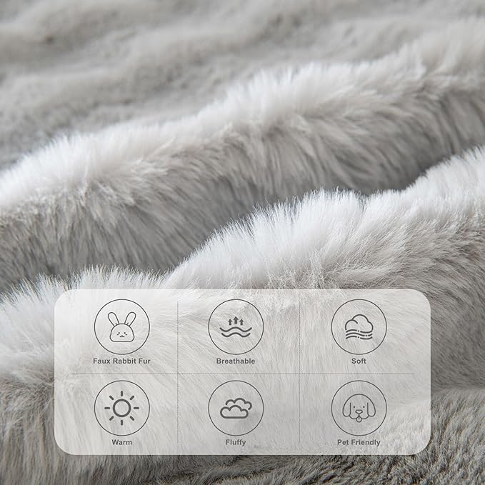 HANDONTIME Plush Sofa Covers Washable Rabbit Plush Couch Cover Soft Cozy Faux Fur Couch Protector for Dogs Fluffy Plush L Shaped Sofa Cover Pet Friendly Couch Protector Furniture, 71" X150"