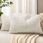 decorUhome Summer Cream White Chenille Throw Pillow Covers 12x20 Set of 2 Textured Soft Cozy Slubby Couch Pillow Covers Modern Farmhouse Boho Decorative Pillow Cases for Bed Sofa Living Room